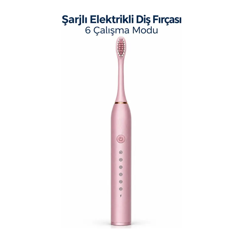 Pembe Şarjlı Elektrikli Diş Fırçası 6 Modlu