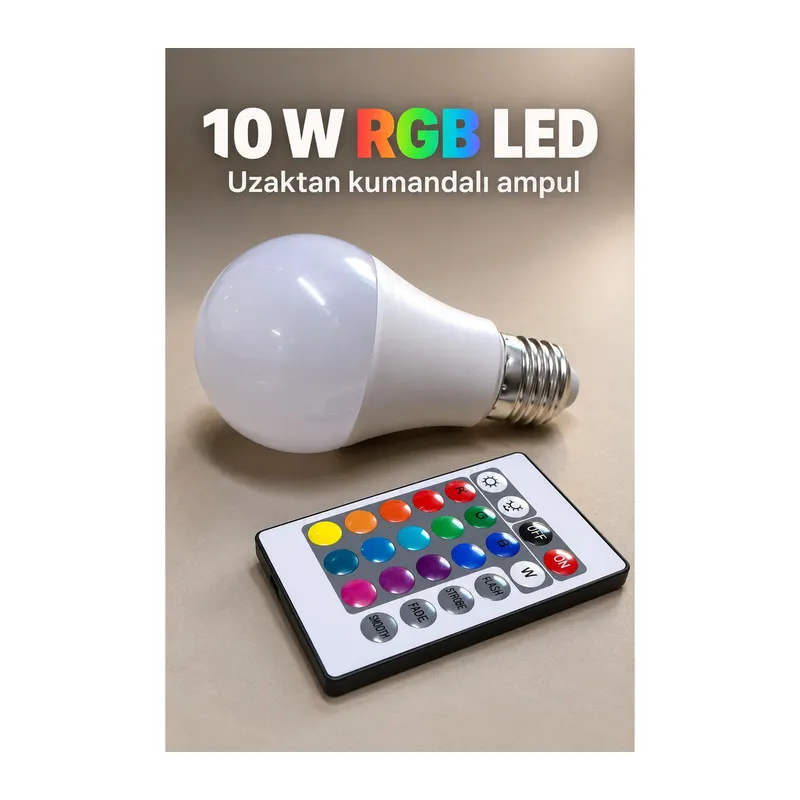 Renkli LED Ampul Kumandadan Beyaz Işık Seçimli