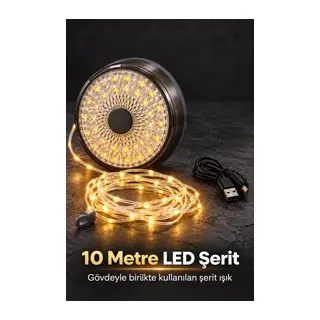 LED Kamp Lambası Dairesel Aydınlatma Yüzeyli ve Şeritli