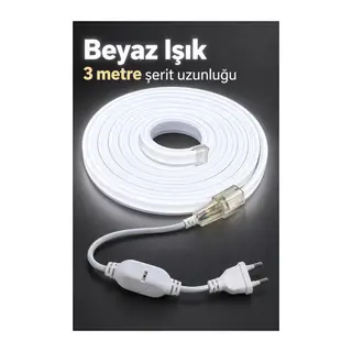 Şerit Aydınlatma 3 Metre Beyaz Gövdeli Kablolu Model