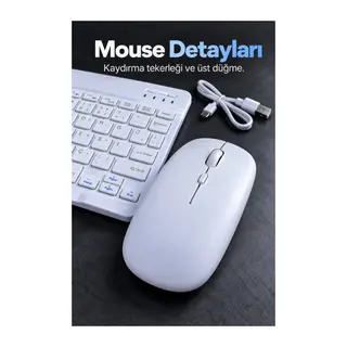 Kablosuz Klavye Mouse Seti Beyaz Türkçe Q