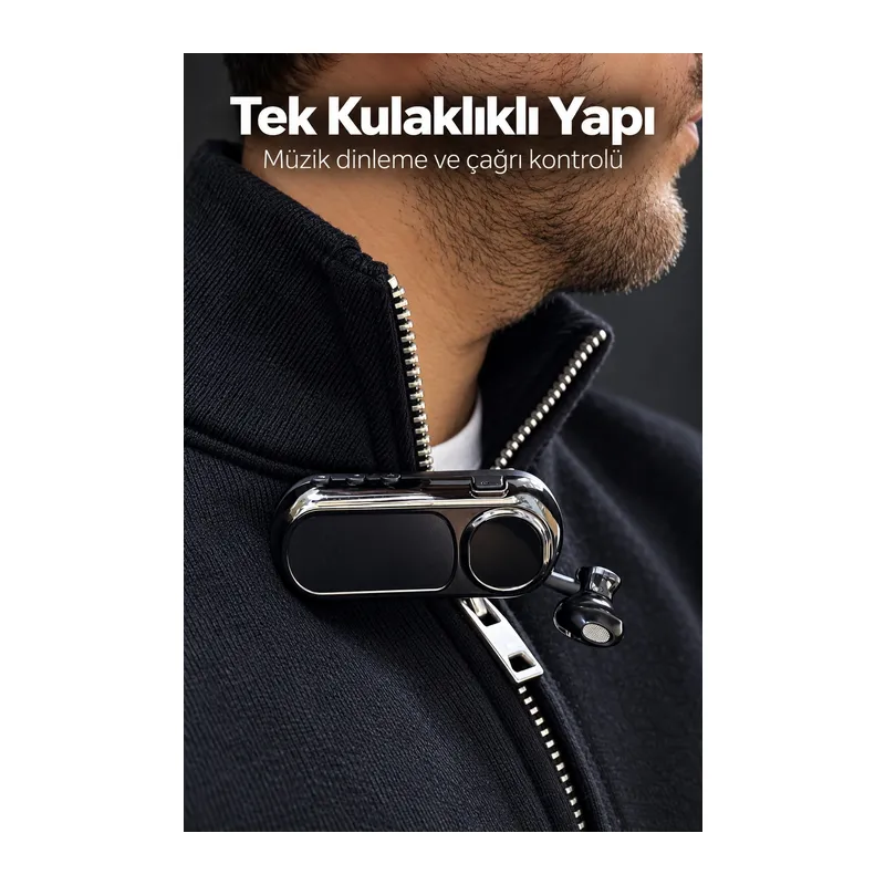 Yaka Klipsli Makaralı Bluetooth Tek Kulaklık