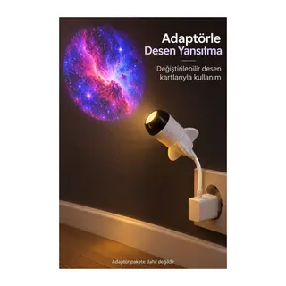 USB Projeksiyon Lambası Ay ve Gezegen Desenli