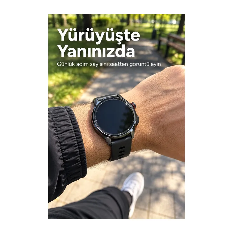 Müzik Kontrolü Özellikli Yuvarlak Ekranlı Şarjlı Akıllı Saat
