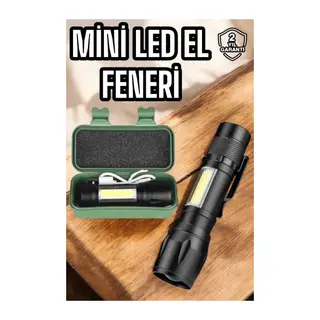 Şarjlı Metal Zoomlu El Feneri Işıldak Led Işık Taşınabilir El Lambası