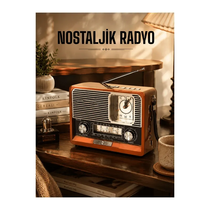 Ahşap Görünümlü Retro Bluetooth Radyo USB,AUX Ve SD Kart Girişli