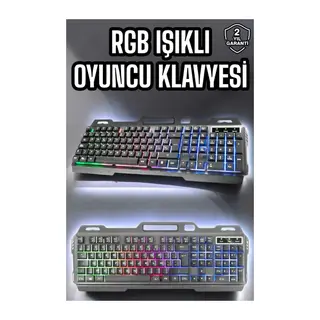 Led Işıklı Klavye Usb Girişli RGB Işıklı Q Klavye Mouse Hediyeli