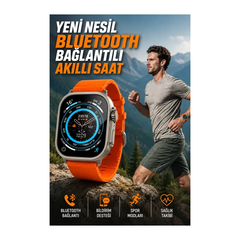 Akıllı Saat Uyku ve Spor Takibi Yeni Nesil Bluetooth Bağlantılı Amoled Ekran