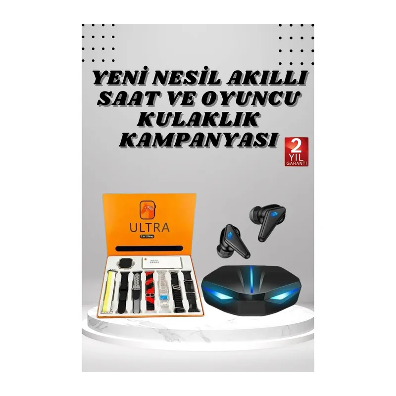 7 Kordonlu Akıllı Saat Ve Kulaklığı ANC Özelliği Kulak İçi Mikrofonlu Sesli Görüşme