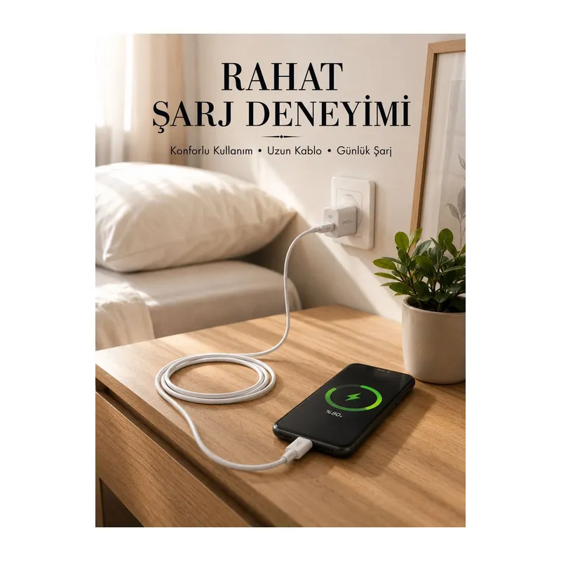 USB-A to Type-C Şarj Kablosu 2 Metre Uzun Kablo