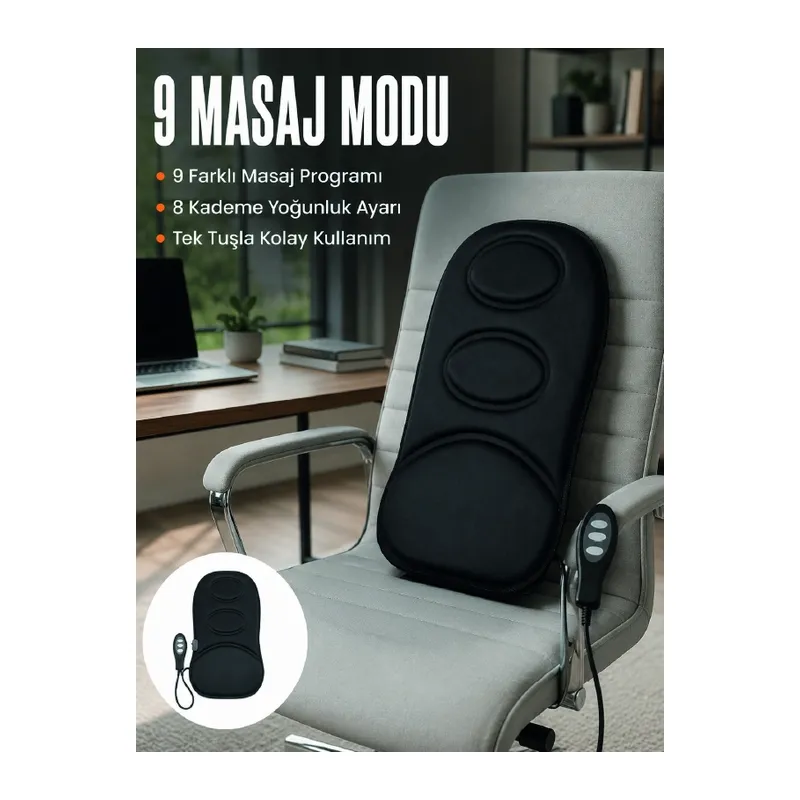 Motorlu Isıtmalı Masaj Minderi Masaj Modlu Ev, Ofis ve Araç Koltuk Pedi