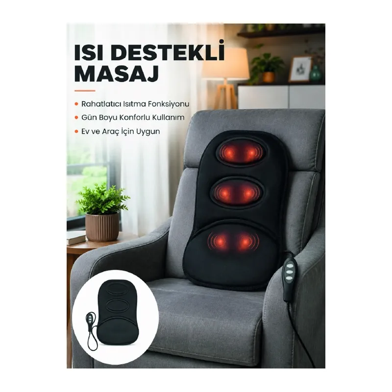 Isıtmalı Masaj Minderi Masaj Motoru, Kablolu Kumanda ve Çoklu Masaj Modu
