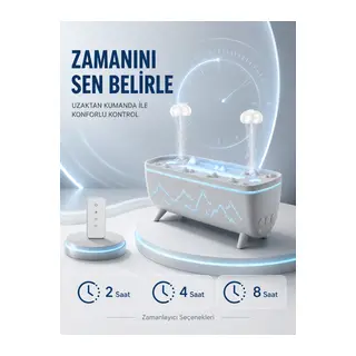 Uzaktan Kumandalı Aroma Difüzörü Sessiz Hava Nemlendirici Alev Efektli 2 4 8 Saat Zamanlayıcılı