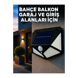 Solar LED Bahçe Aydınlatma Lambası 3 Işık Modlu Sensörlü Duvar Tipi Dış Mekan