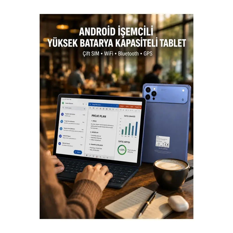 10.1 İnç Geniş Ekran Android Tablet 4G LTE Çift SIM Yeni Nesil