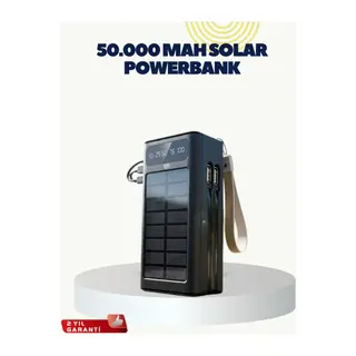 LED Aydınlatmalı Güneş Panelli Powerbank Seyahat ve Kamp İçin