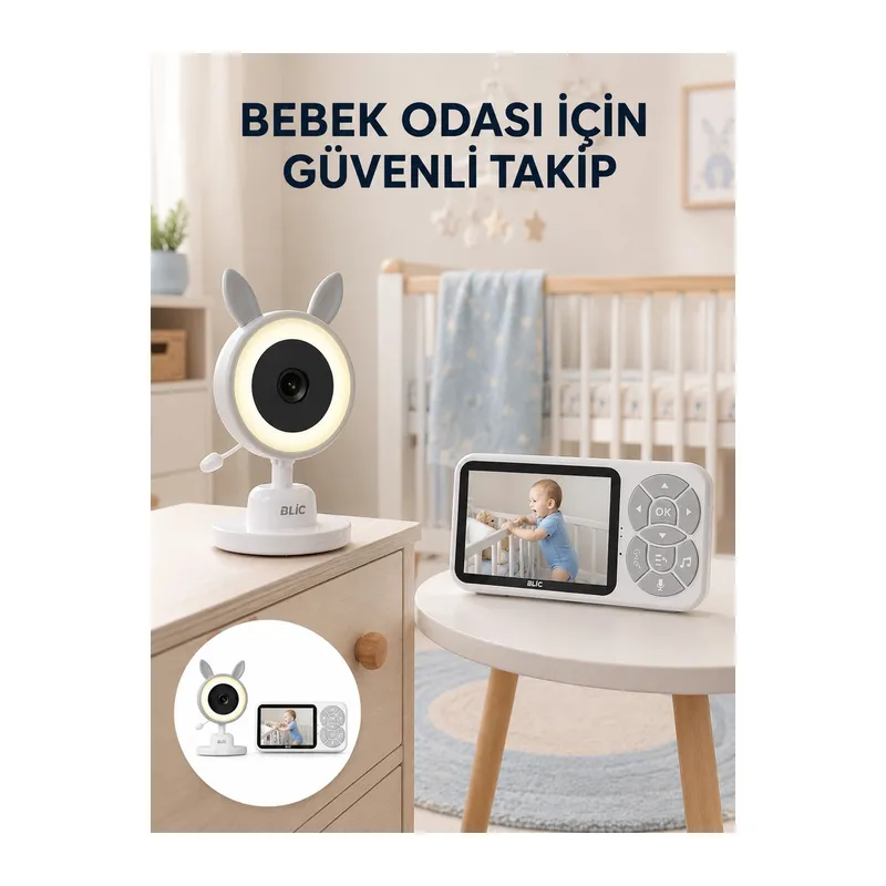 Karşılıklı Sesli Bebek Kamerası 4x Zoom Sıcaklık Sensörlü Yeni Nesil