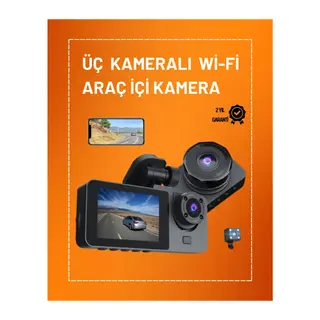 Full HD Çözünürlüklü Üç Kameralı Araç İçi Kamera – Park ve Sürüş Güvenliği