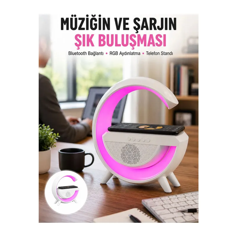 Yeni Nesil Bluetooth Hoparlör Speaker 5.0 Taşınabilir G Şeklinde Powerbankli Yeni Nesil