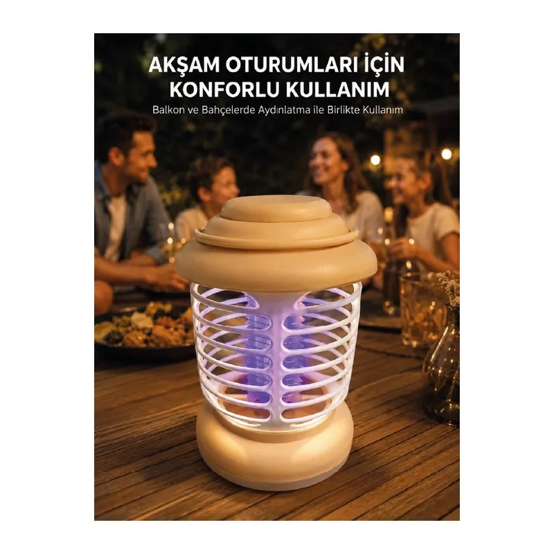 Mor Işık Destekli Kamp ve Bahçe Sinek Kovucu Lamba