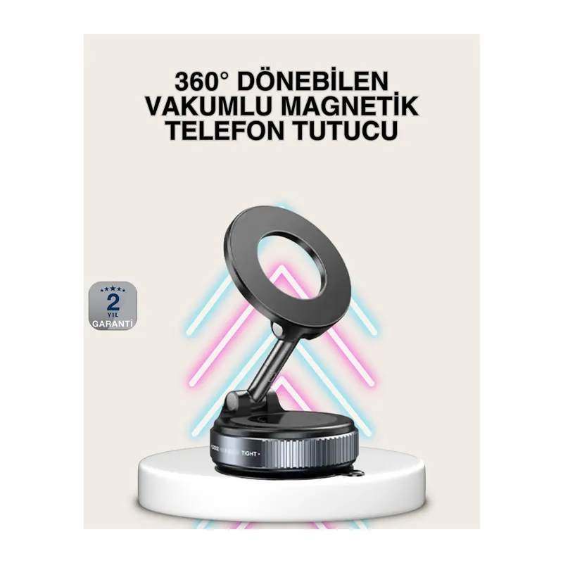 Güçlü Mıknatıslı Vakumlu Araç Telefon Tutucu Alüminyum Gövde