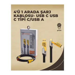 4'ü 1 Arada Metal Hızlı Veri Kablosu – 65W Güç, 27W iPhone Desteği, 480Mbps Aktarım