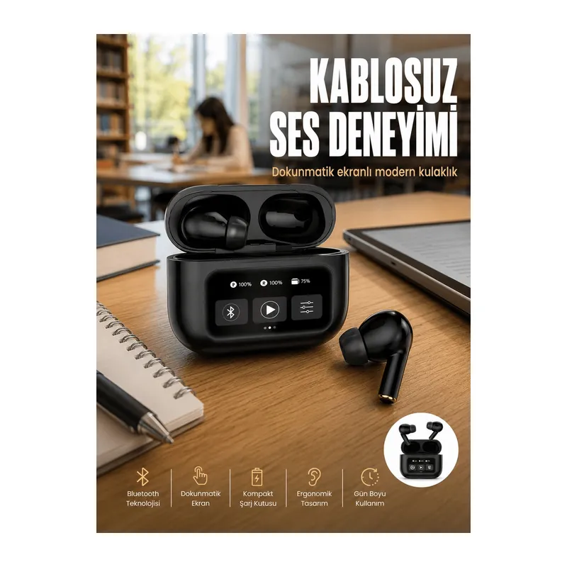 2.Nesil Pro Ekranlı Sesli Görüşme Yapabilen Kablosuz Bluetooth Kulaklık Yeni Nesil