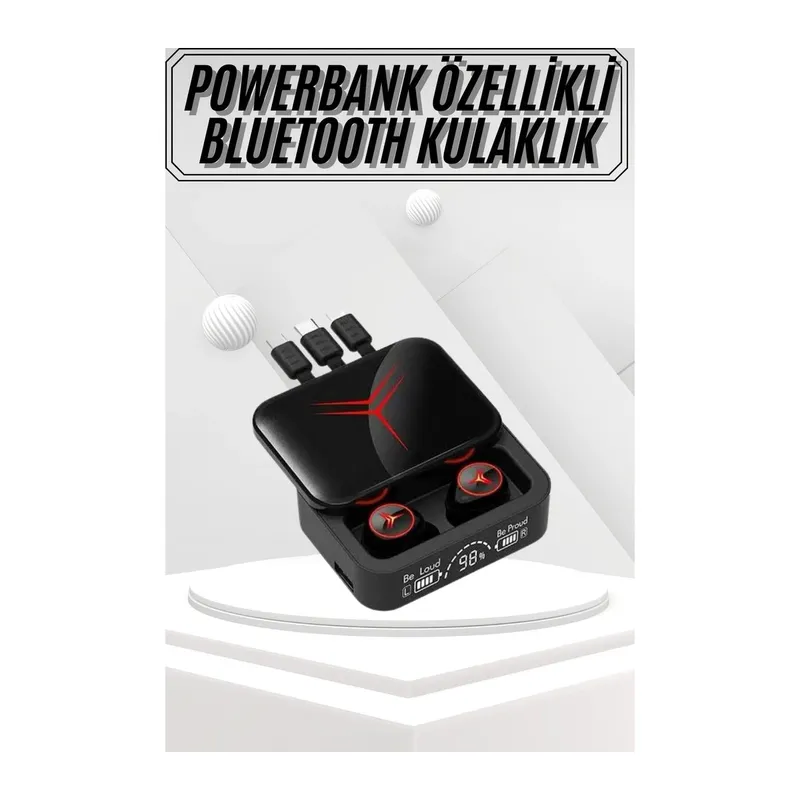 Kablosuz Bluetooth Kulaklık Powerbank Özellikli Göstergeli Hd Mikrofon