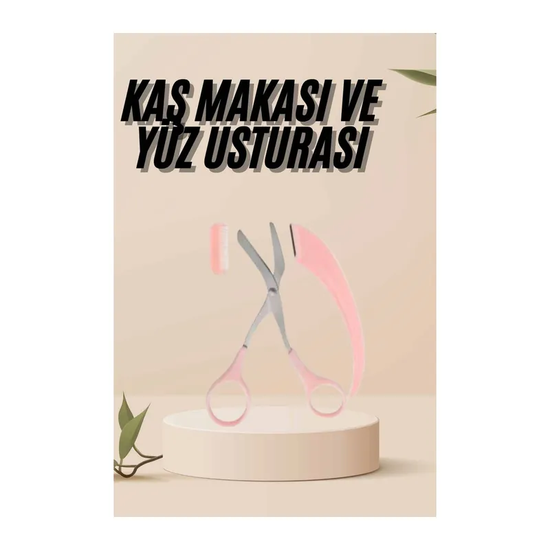 Kavisli Kaş Kirpik Düzeltici Bıyık Alma Taraklı Kaş Makası Yüz Bakım Seti Makas