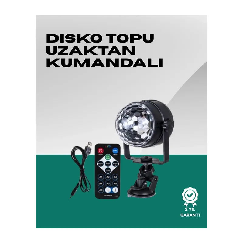 7 Farklı Aydınlatma Modu ve Ses Sensörlü Disko Topu Lambası