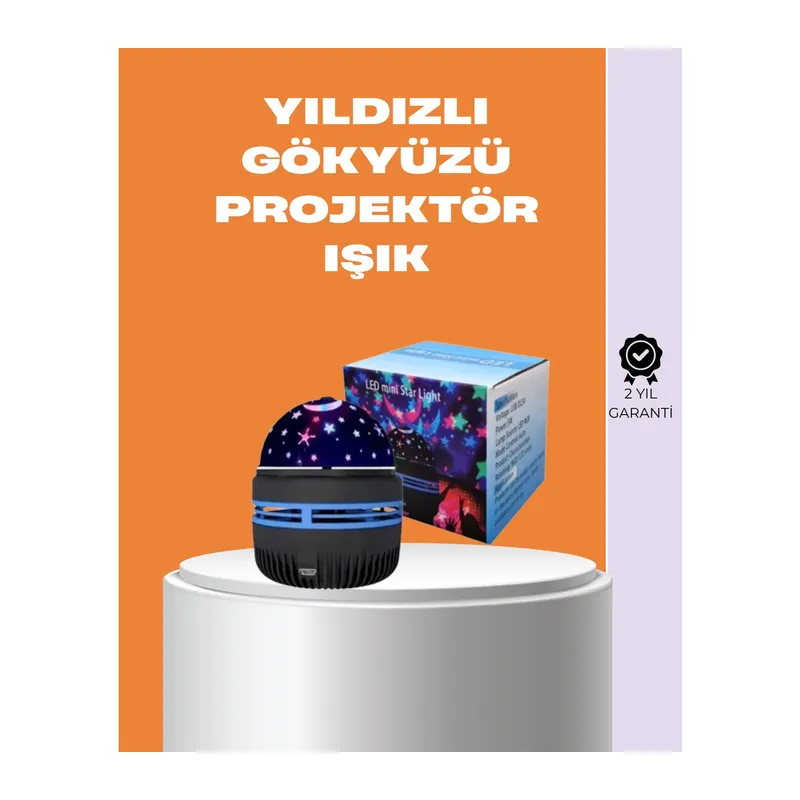 Star Master Galaxy Projektör – 360° Dönebilen Gece Lambası, Dekoratif Ambiyans Işığı