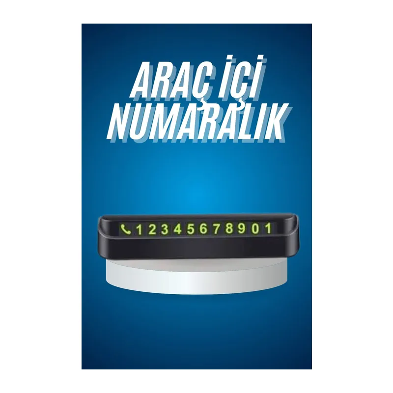 Araç İçi Numaratör Numaralık Oto Cam Kartı Fosforlu Numaratör