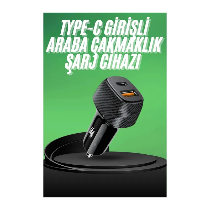 Type-C Girişli Araba Çakmaklık Şarj Cihazı 38W Oto Çakmaklık