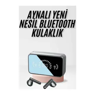 Yeni Nesil Kablosuz Kulaklık Aynalı Powerbank Özellikli Bluetooth Bağlantılı Dijital Göstergeli