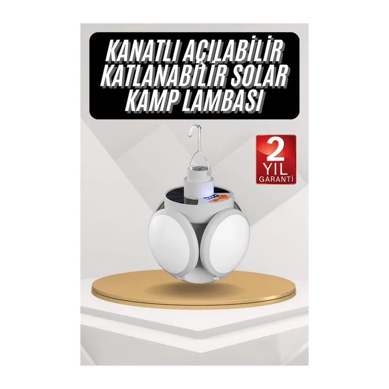 Kamp Lambası Güneş Enerjili Solar 5 Kanatlı Katlanır Lamba Karavan