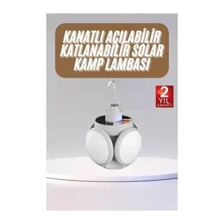 Katlanabilir Askılı Kamp Lambası 5 Kanatlı Pratik Güneş Enerjili