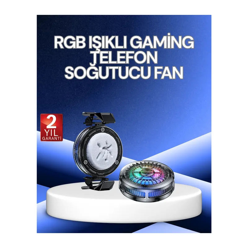 RGB Işıklı Telefon Soğutucu Fan Gaming Cooler Süper Hızlı Soğutma