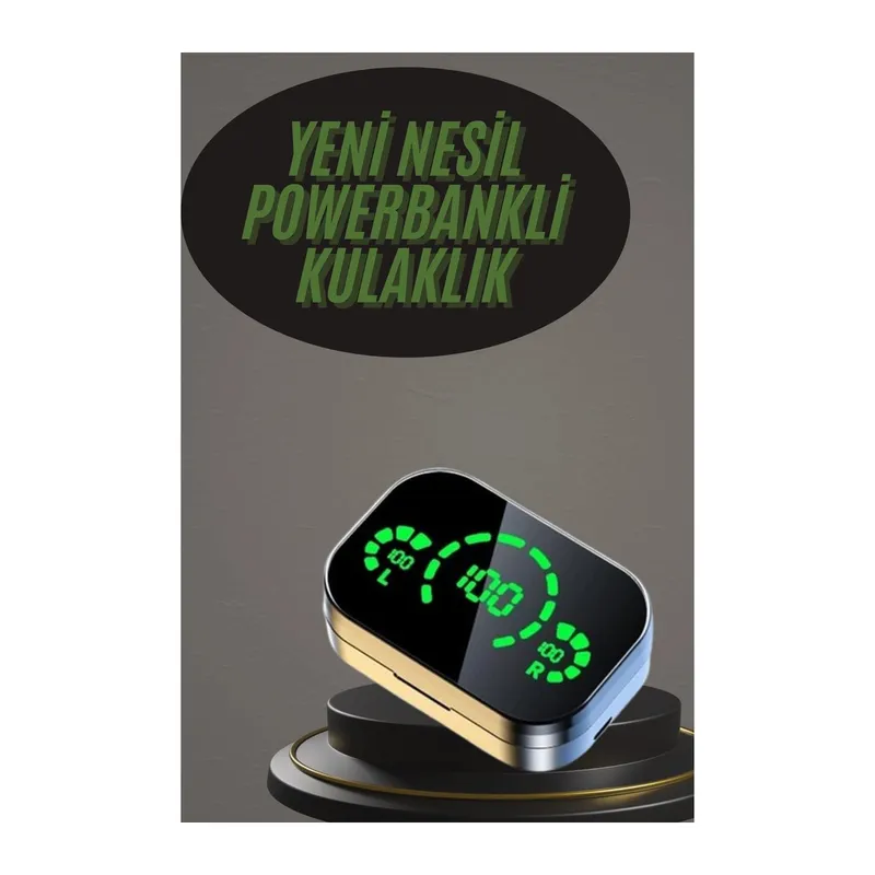 Kablosuz Bluetooth Kulaklık Çift Telefon Destekli Powerbankli Dijital Göstergeli