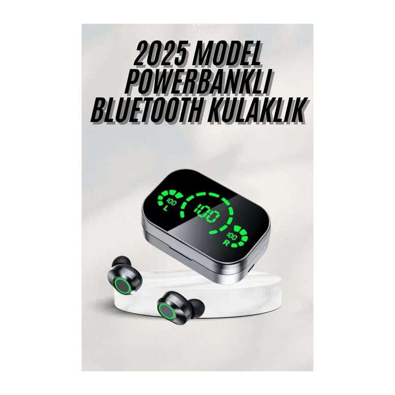 Yeni Nesil Bluetooth Kulaklık Çağrı Cevaplayabilen Dijital Göstergeli Powerbankli