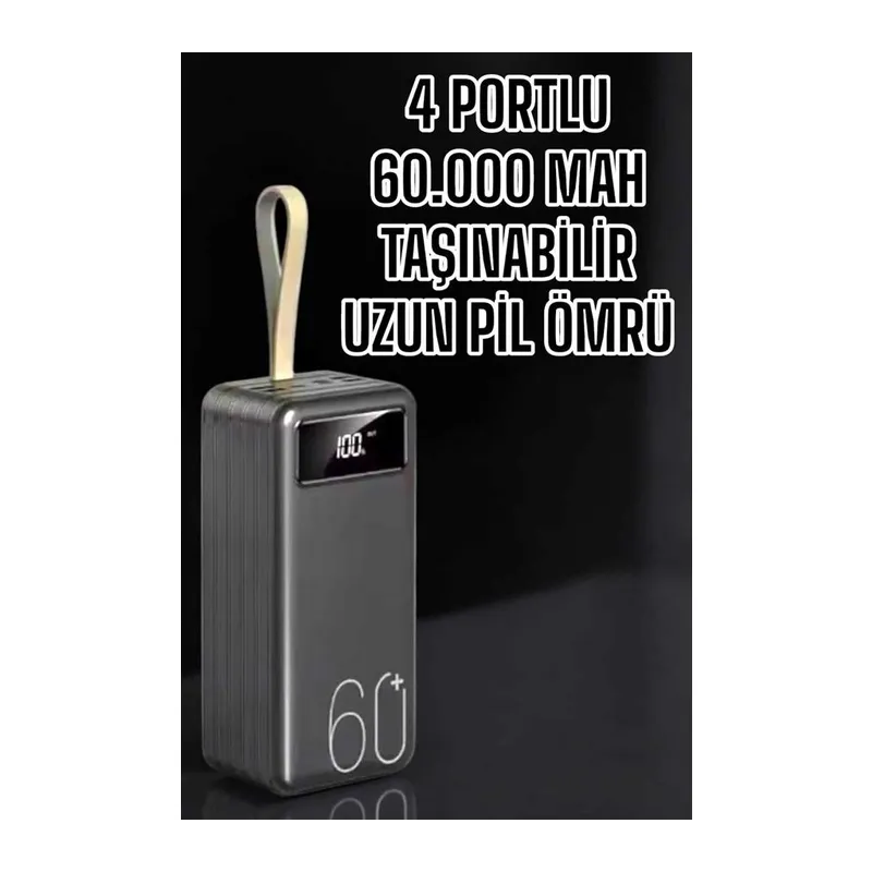 Powerbank 60.000 Mah Hızlı Şarj 4 Çıkışlı Uzun Şarj Süreli Dijital Göstergeli