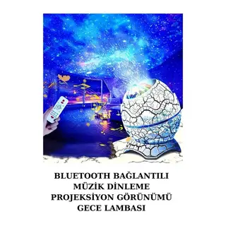 Dinozor Yumurtası Gece Masa Lambası Bluetooth Hoparlör 14 Renk Seçeneği