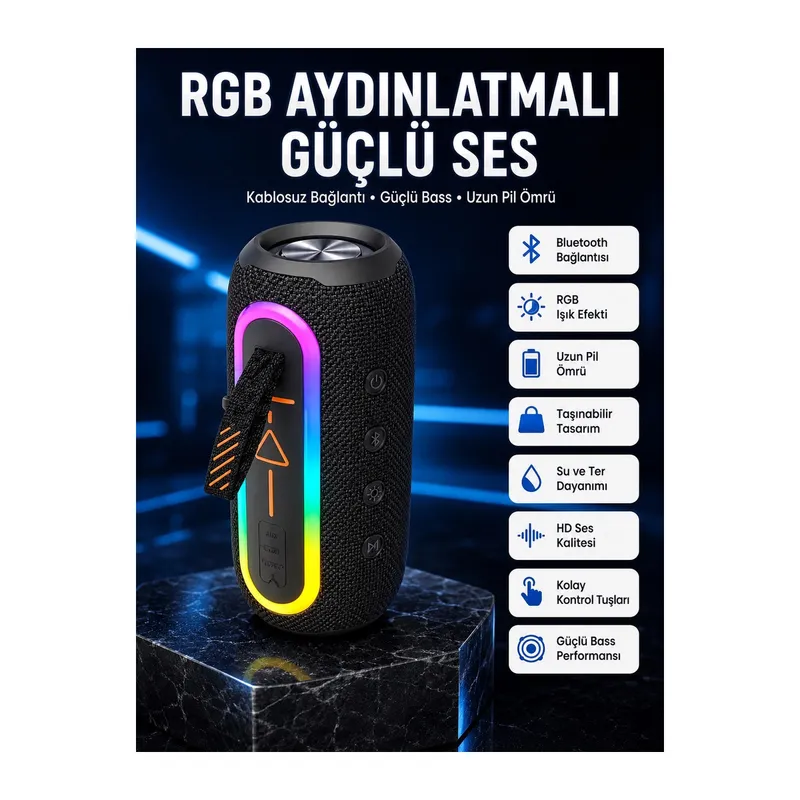 Bluetooth Hoparlör USB Şarjlı Uzun Pil Ömrü Android ve İOS Uyumlu Renkli