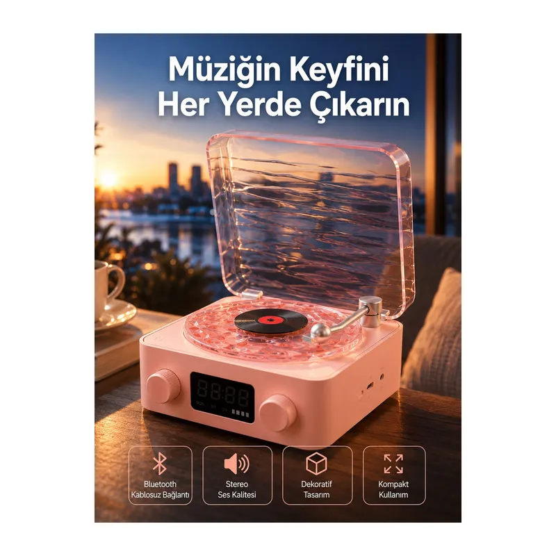 Retro Kristal Netliğinde Ses – Gece Işıklı Retro Bluetooth Hoparlör Yeni Nesil