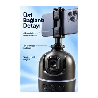 Yatay ve Dikey Çekim İçin Yüz Takipli Telefon Tutucu