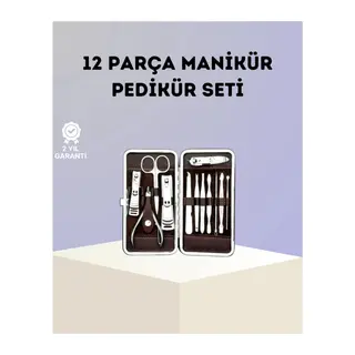 Paslanmaz Çelik Çok Fonksiyonlu 12 Manikür Seti