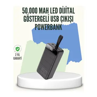 Yüksek Kapasiteli 50.000 mAh Powerbank – Type-C, Lightning ve Micro USB Uyumlu, Çoklu Cihaz Şarj Özellikli