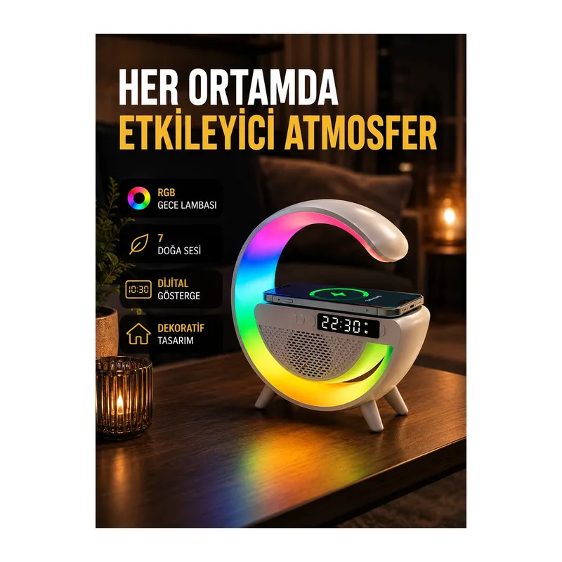 2025 Yeni Seri 15W Kablosuz Şarjlı LED Atmosfer Lambası
