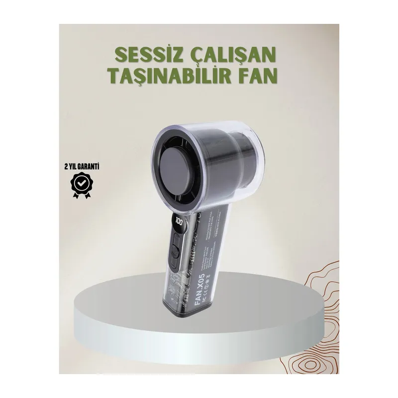 100 Kademeli Ayarlanabilir Mini Fan | Dijital Ekranlı Serinletici