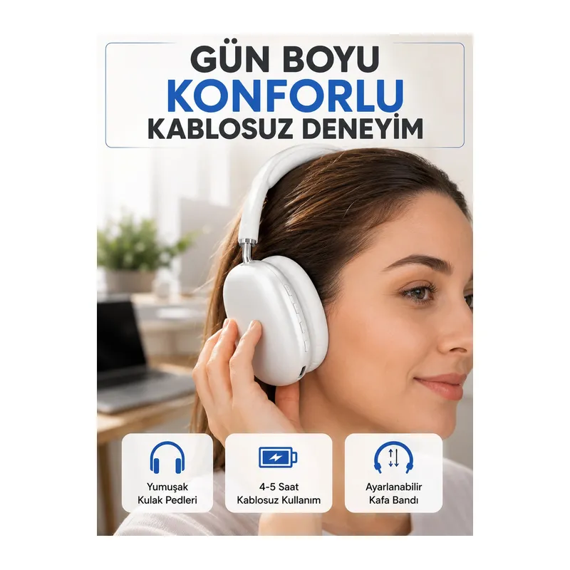 Gürültü Azaltmalı Bluetooth Kulaklık | 5 Saat Kesintisiz Müzik Yeni Nesil