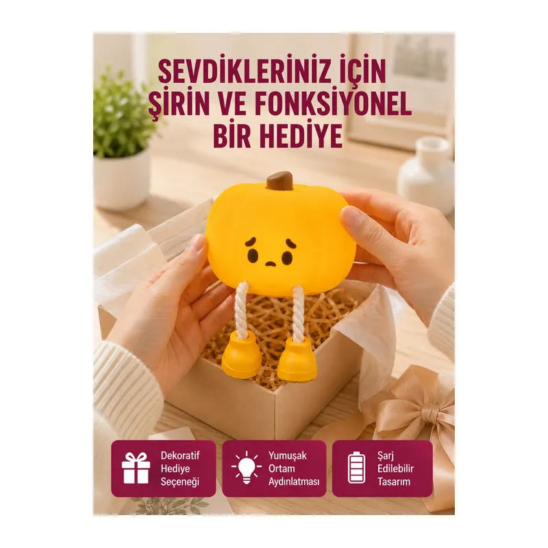 Şarjlı Pumpkin LED Masa Lambası Zamanlayıcılı Dokunmatik Yeni Nesil